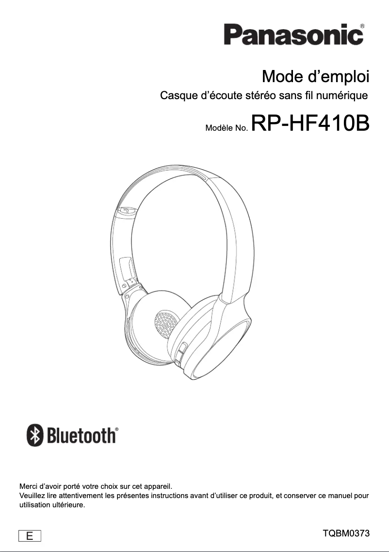 Image de la première page du manuel de l'appareil RP-HF410B