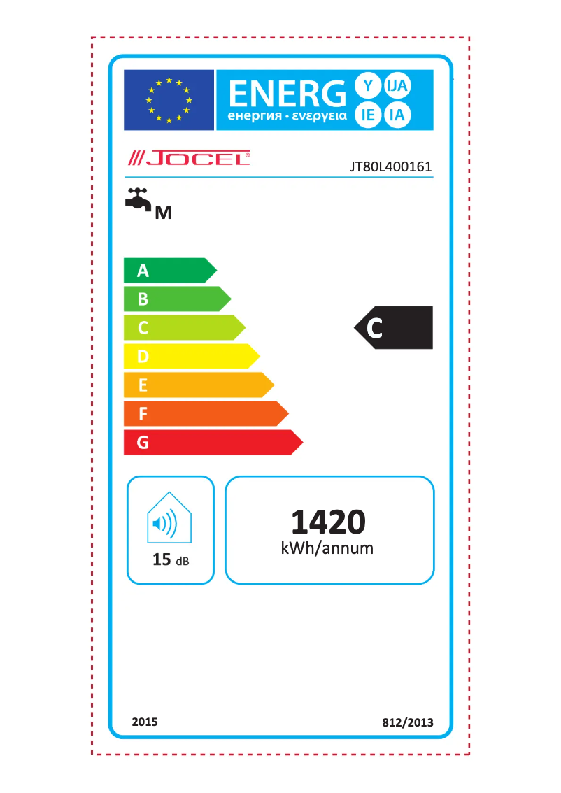 Page 1 de la notice Label énergétique Jocel JT80L400161
