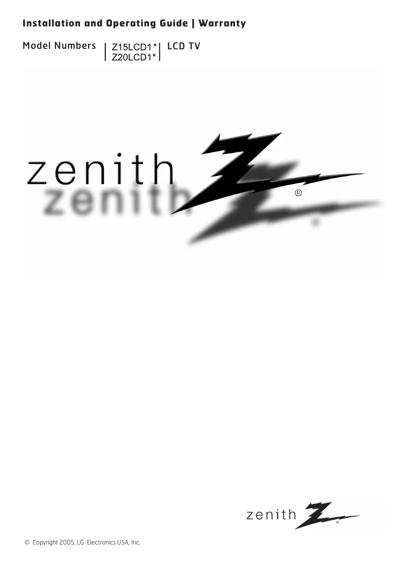 Page n°1 - Manuel utilisateur Zenith Z20LCD1