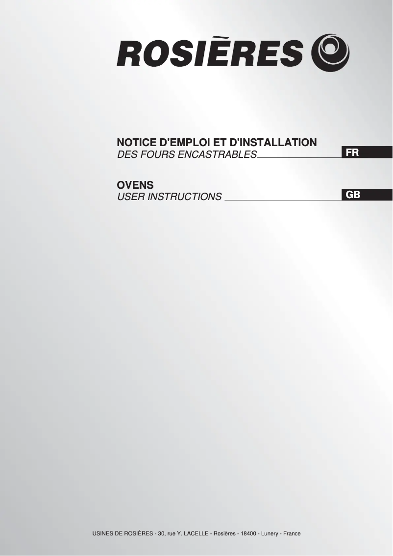 Page 1 de la notice Manuel utilisateur Rosieres RFL54GVIN/1