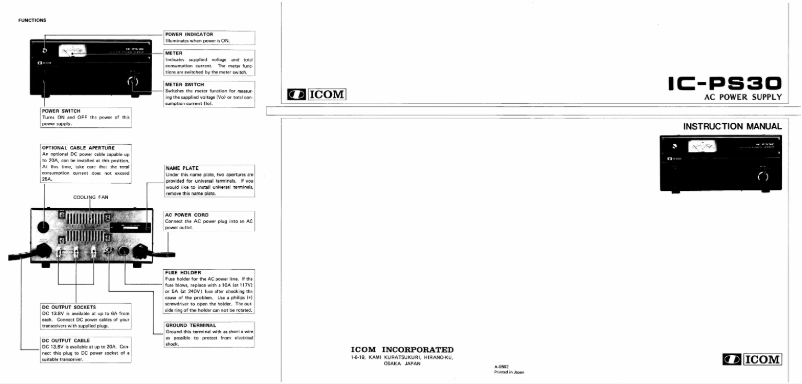 Image de la première page du manuel de l'appareil IC-PS30