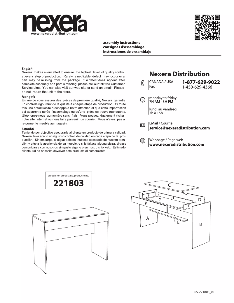 Page 1 de la notice Manuel utilisateur Nexera 221803