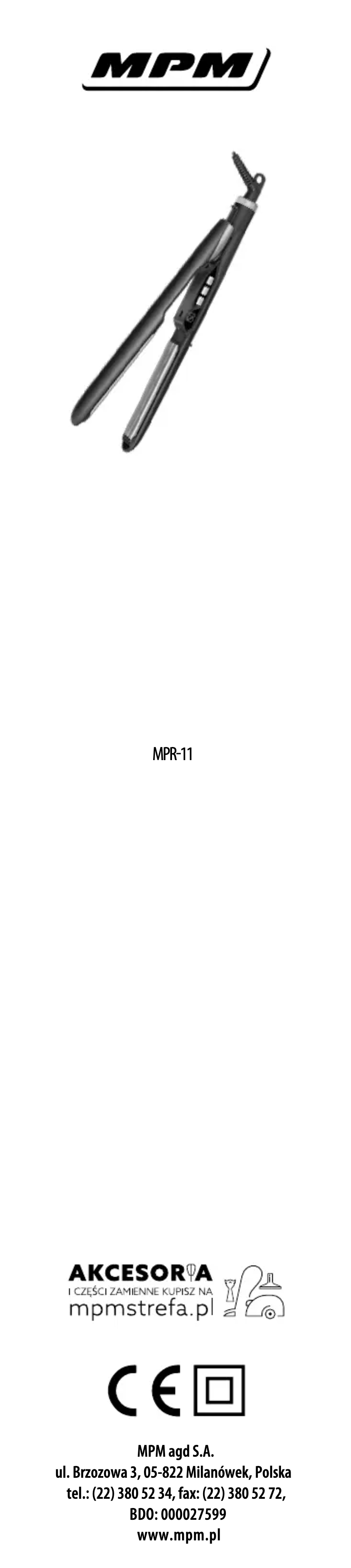 Page 1 de la notice Manuel utilisateur MPM MPR-11