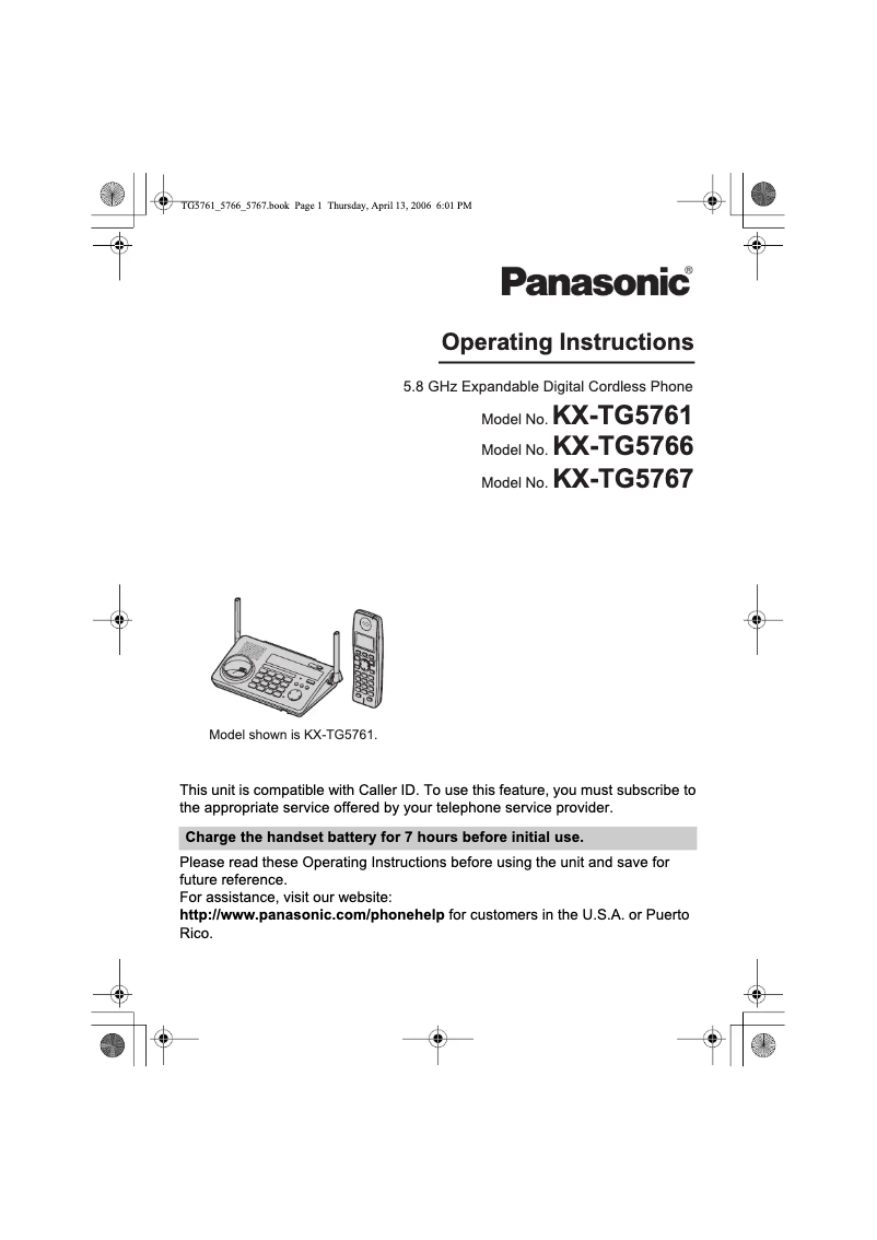 Page n°1 - Manuel utilisateur Panasonic KX-TG5766