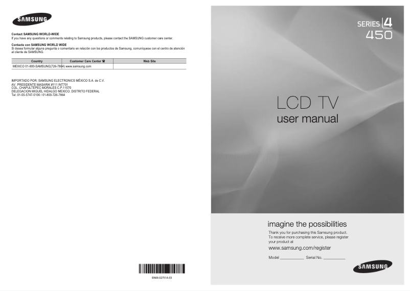 Page n°1 - Manuel utilisateur Samsung LN22C450E1D