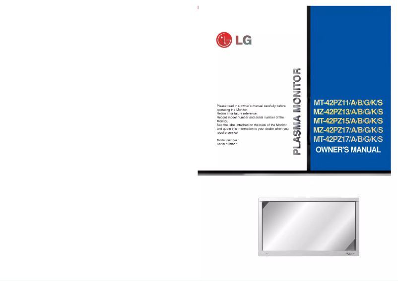 Page 1 de la notice Manuel utilisateur LG MZ-42PZ13B