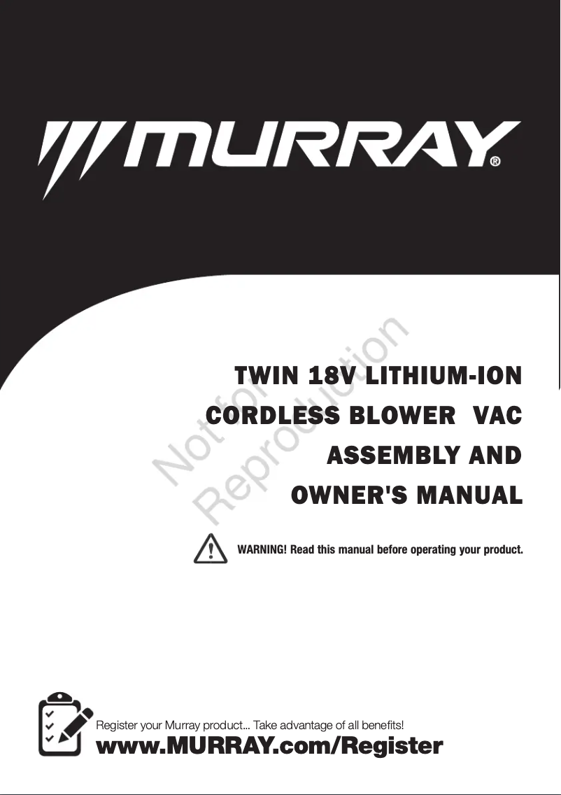 Page 1 of the manual User Manual Murray IQ18LBV