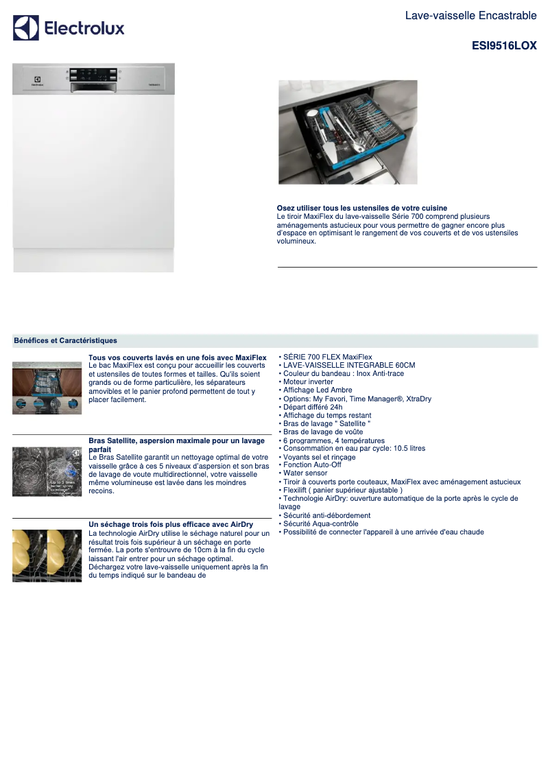 Image de la première page du manuel de l'appareil ESI9516LOX