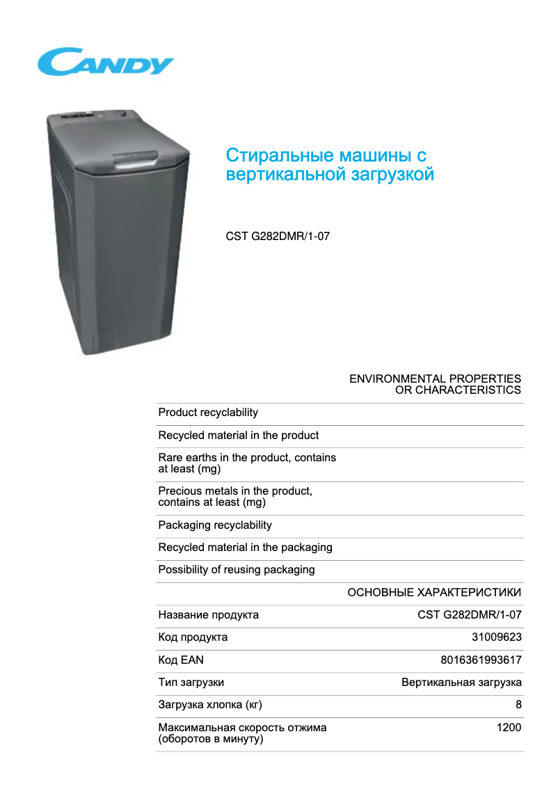 Image de la première page du manuel de l'appareil CST G282DMR/1-07