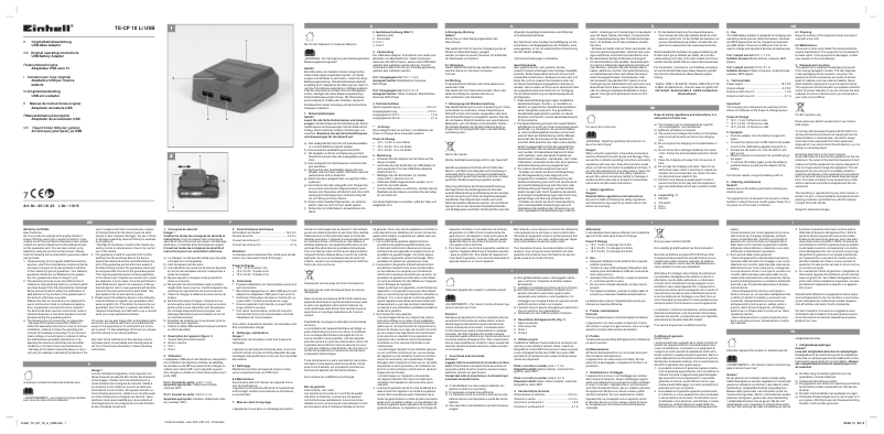 Page 1 de la notice Manuel utilisateur Einhell TE-CP 18 Li USB-Solo