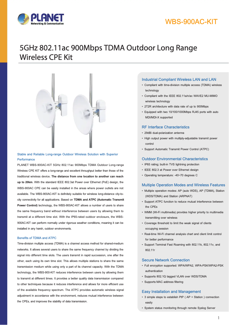 Image de la première page du manuel de l'appareil WBS-900AC-KIT