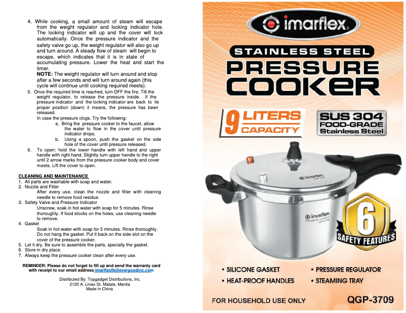 Image de la première page du manuel de l'appareil QGP-3709