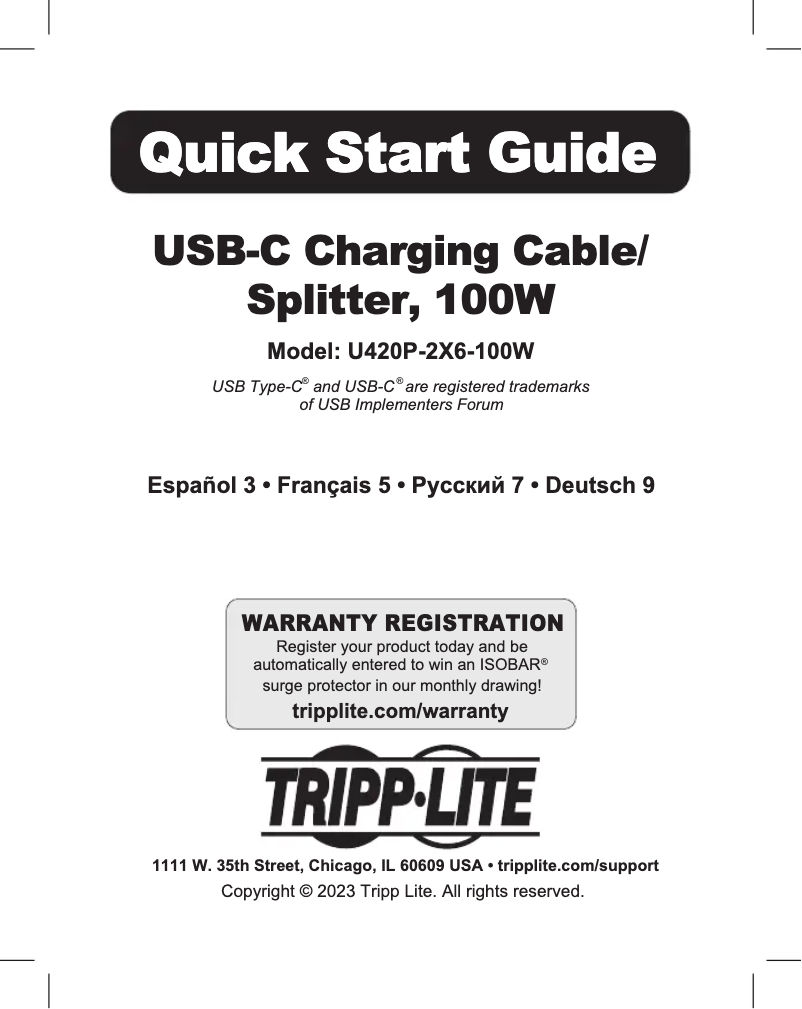 Page n°1 - Manuel utilisateur Tripp Lite U420P-2X6-100W