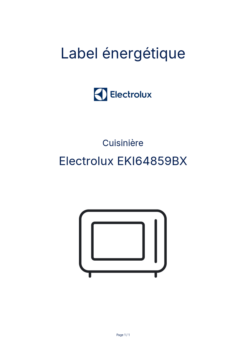 Page n°1 - Label énergétique Electrolux EKI64859BX