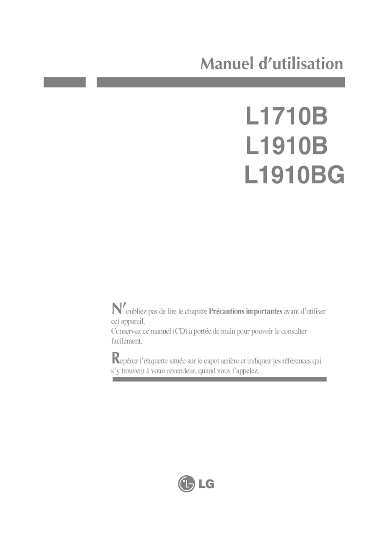 Page n°1 - Manuel utilisateur LG L1710BK