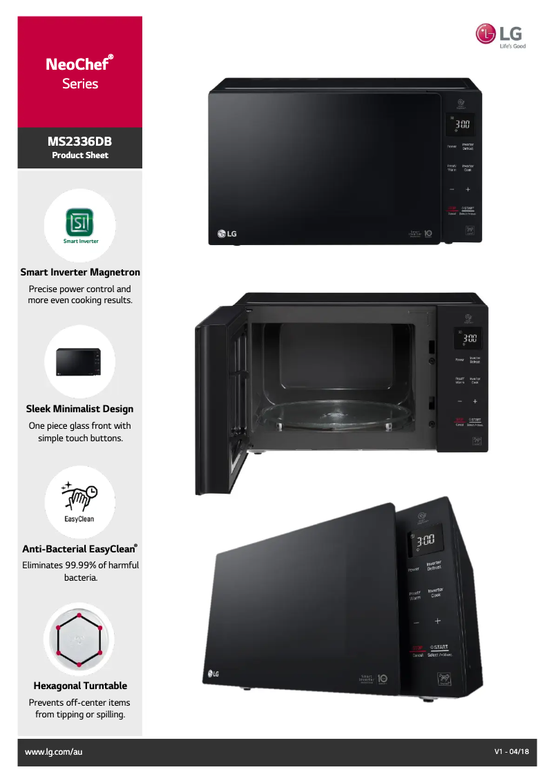 Page 1 de la notice Fiche technique LG Neochef MS2336DB