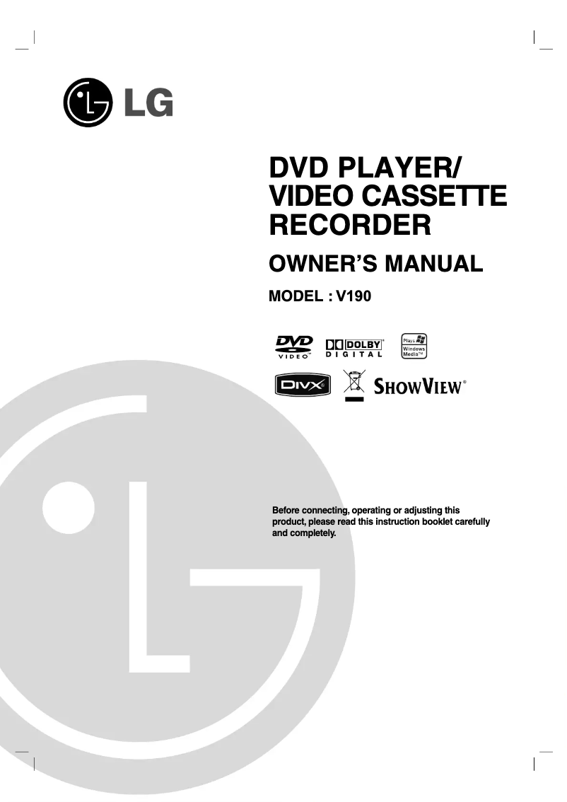 Page n°1 - Manuel utilisateur LG V1900P1Z