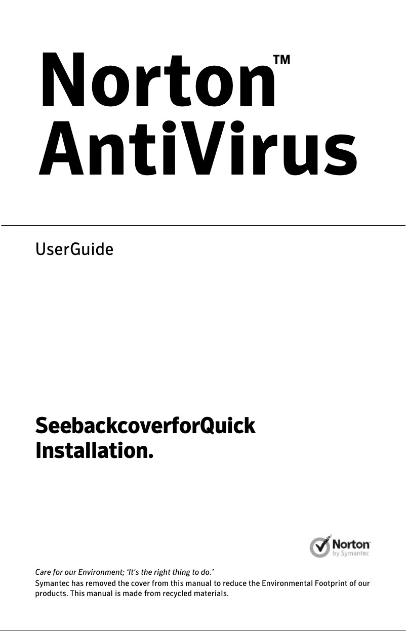 Image de la première page du manuel de l'appareil AntiVirus 2013