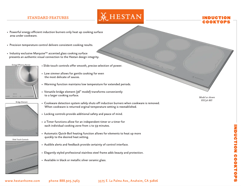 Page 1 de la notice Fiche technique Hestan KIC36-BK