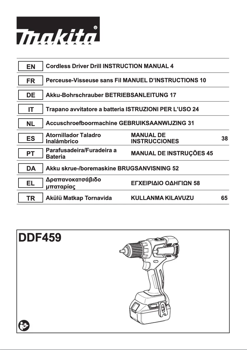Page n°1 - Manuel utilisateur Makita DDF459Z