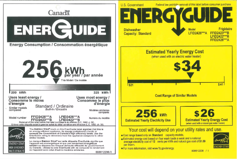 Page n°1 - Label énergétique Frigidaire FFID2426TD