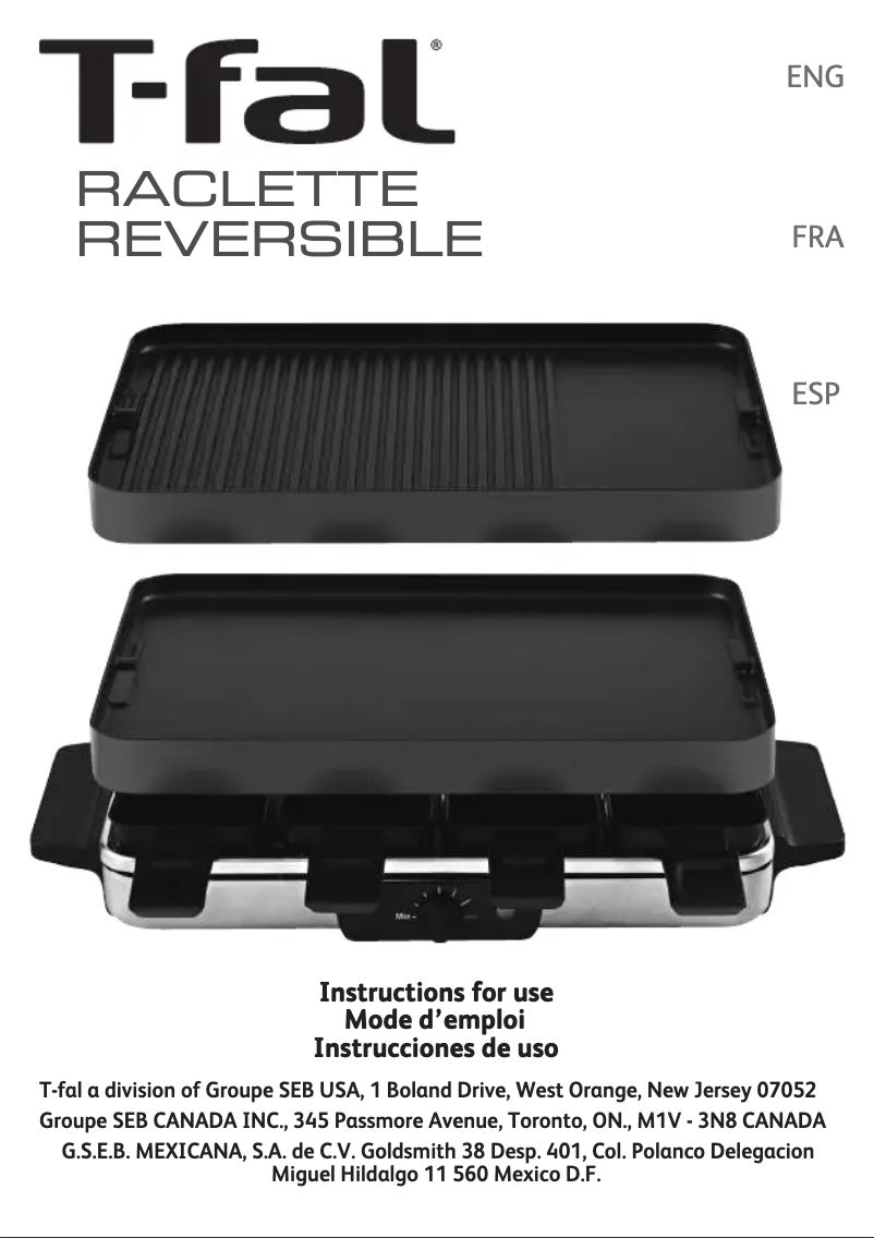 Página 1 del manual Manual de usuario Tefal Gourmet Reversible RE8010