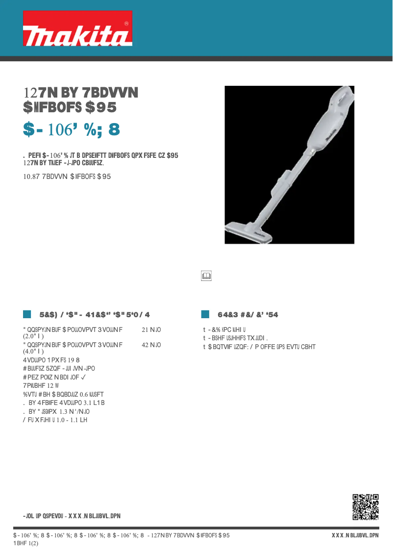 Page 1 de la notice Fiche technique Makita CL106FDZW