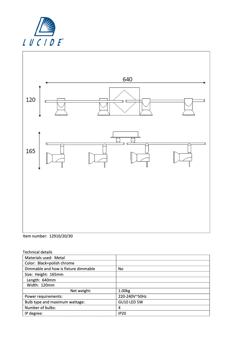 Page n°1 - Manuel utilisateur Lucide Brackx 12910/20/30