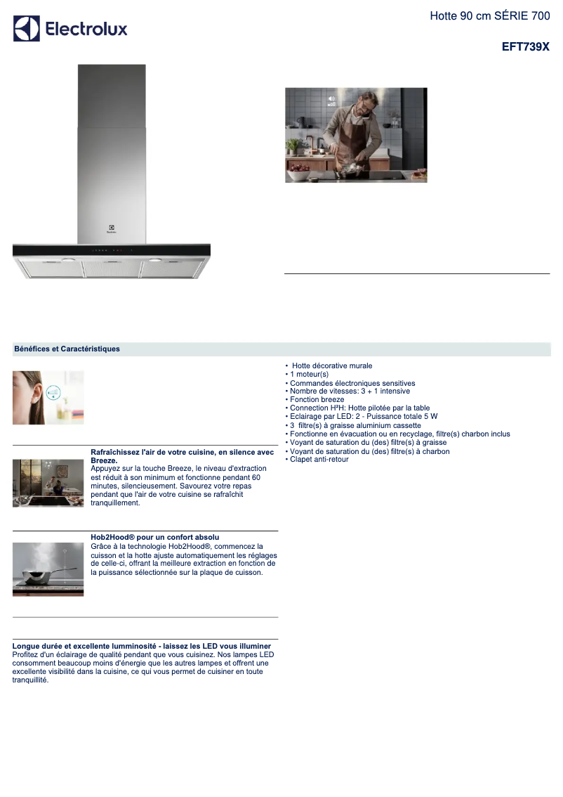 Page n°1 - Fiche technique Electrolux EFT739X