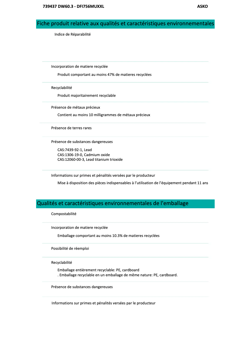 Image de la première page du manuel de l'appareil DFI756MUXXL