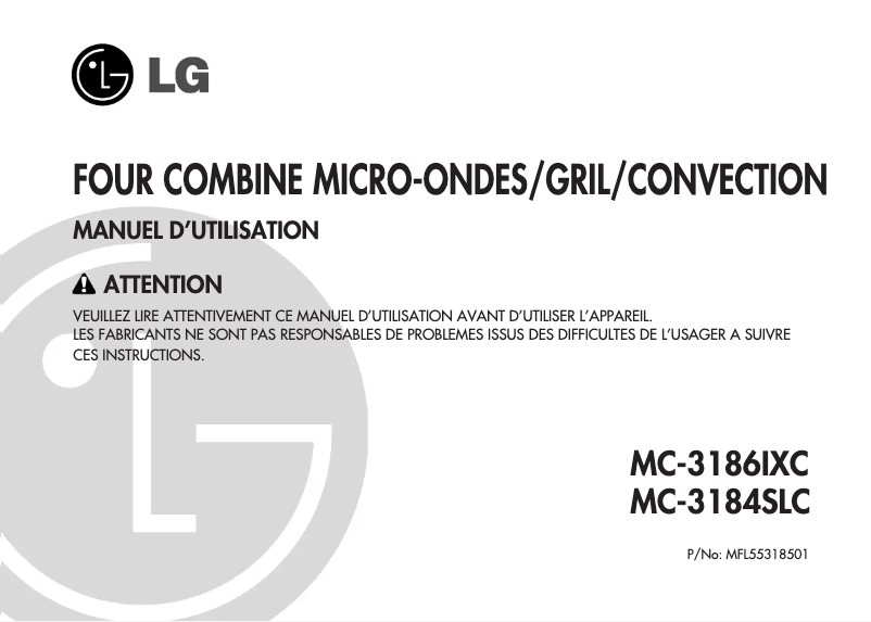 Page 1 de la notice Manuel utilisateur LG MC-3184SLC