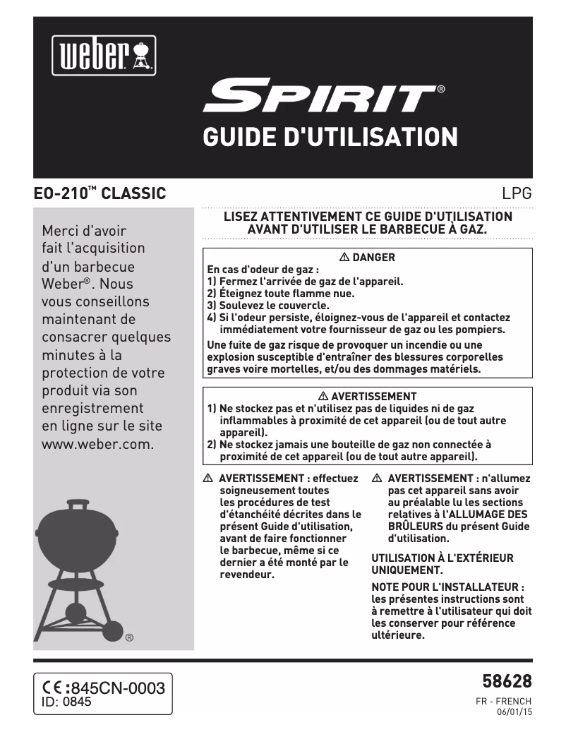 Image de la première page du manuel de l'appareil Spirit EO-210