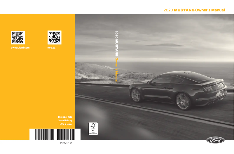 Page 1 de la notice Manuel utilisateur Ford Mustang (2020)