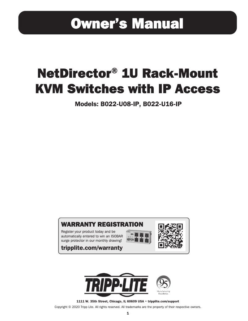 Page 1 de la notice Manuel utilisateur Tripp Lite NetDirector B022-U16-IP