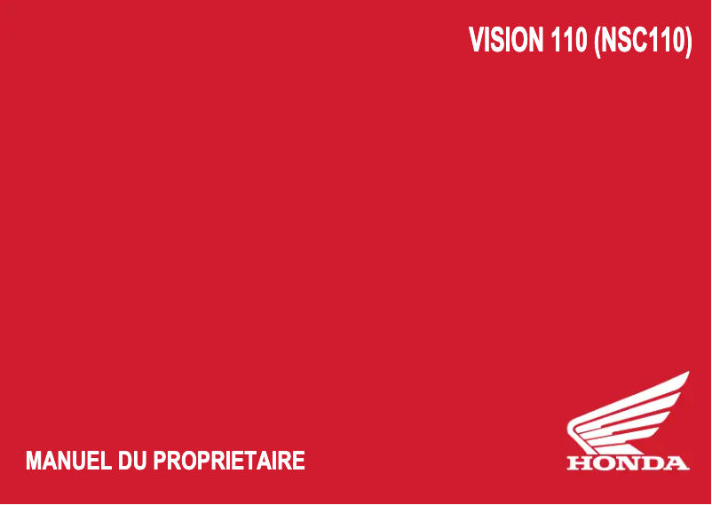 Image de la première page du manuel de l'appareil Vision 110 (2023)