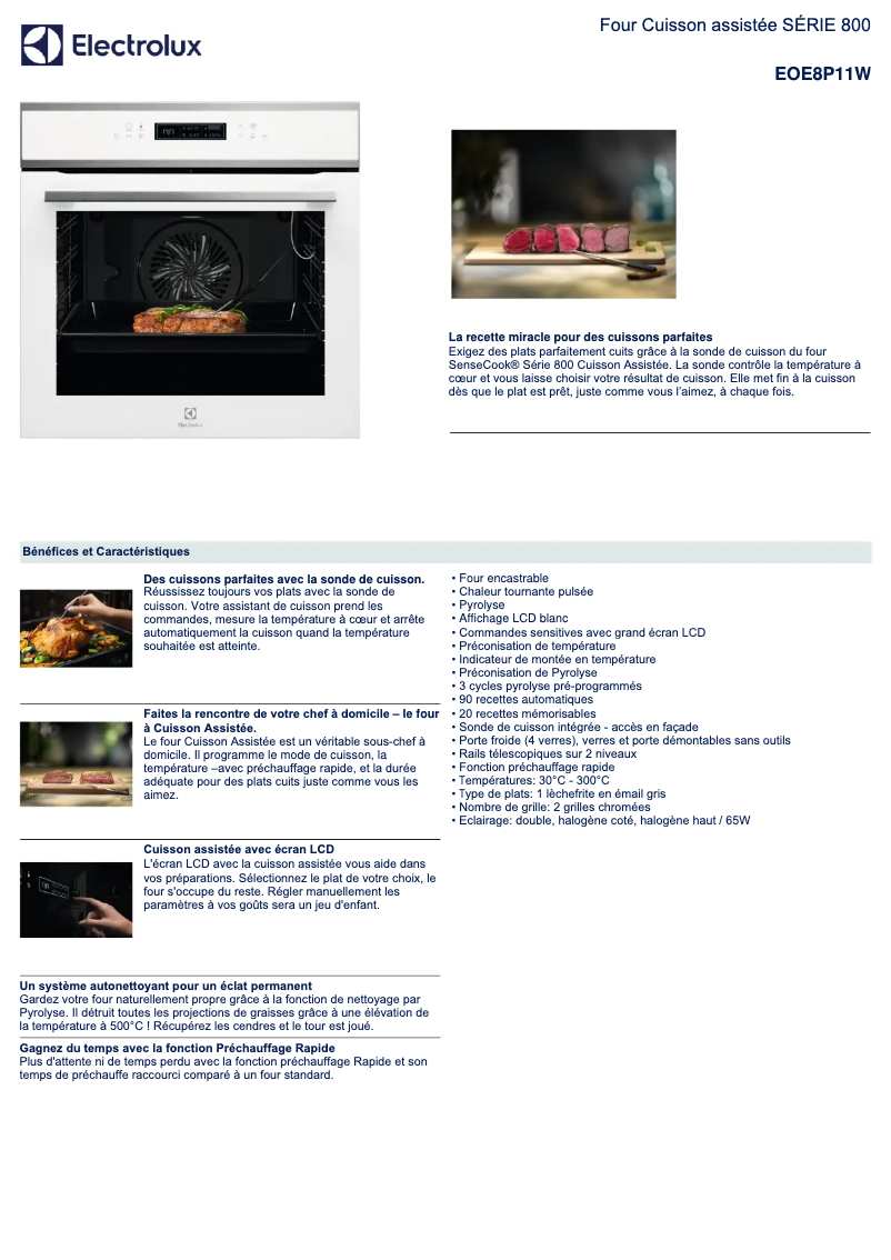 Page n°1 - Fiche technique Electrolux EOE8P11W