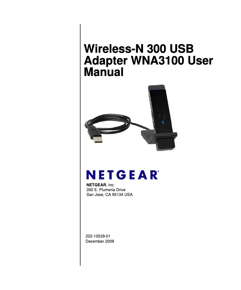 First page image of the manual for WNA3100