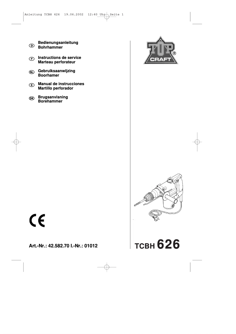 Image de la première page du manuel de l'appareil TCBH 626