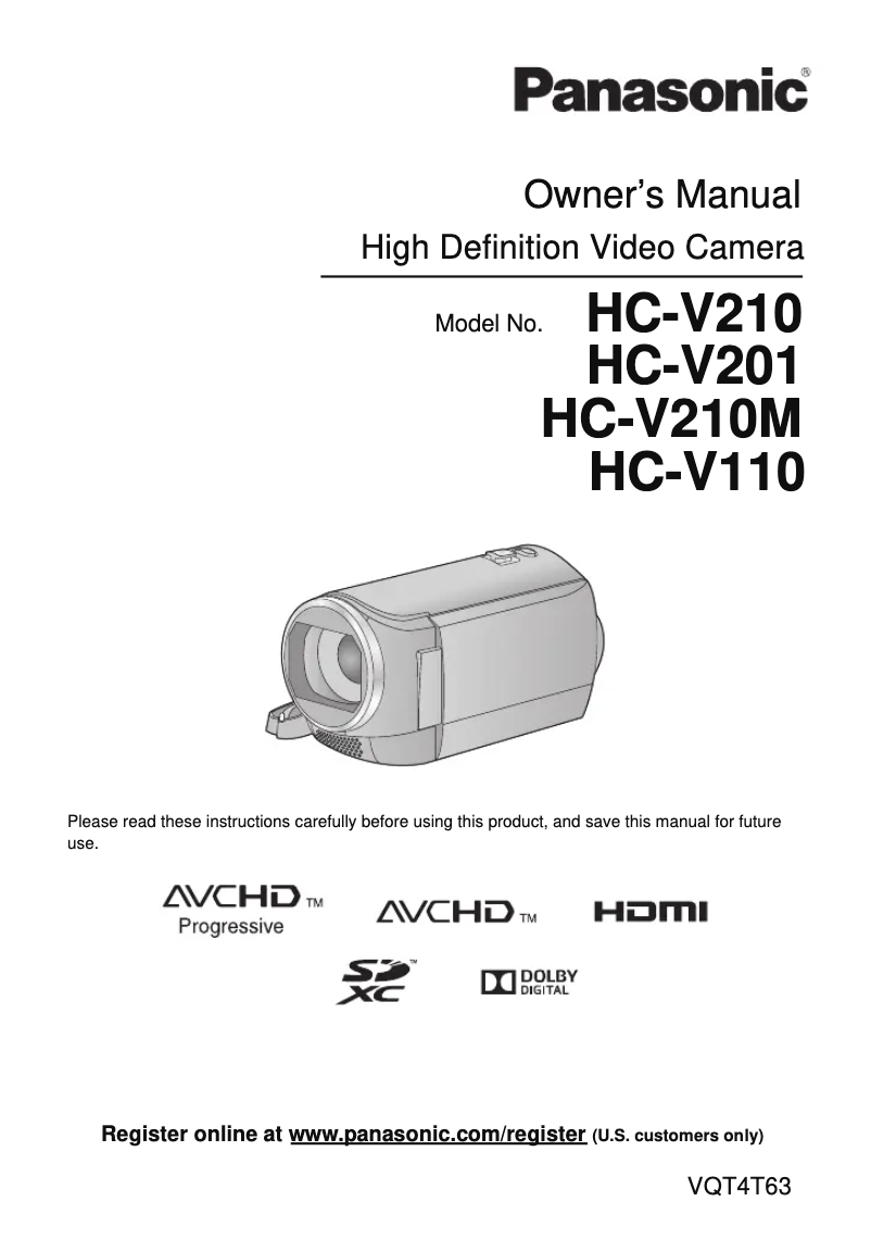 Image de la première page du manuel de l'appareil HC-V201