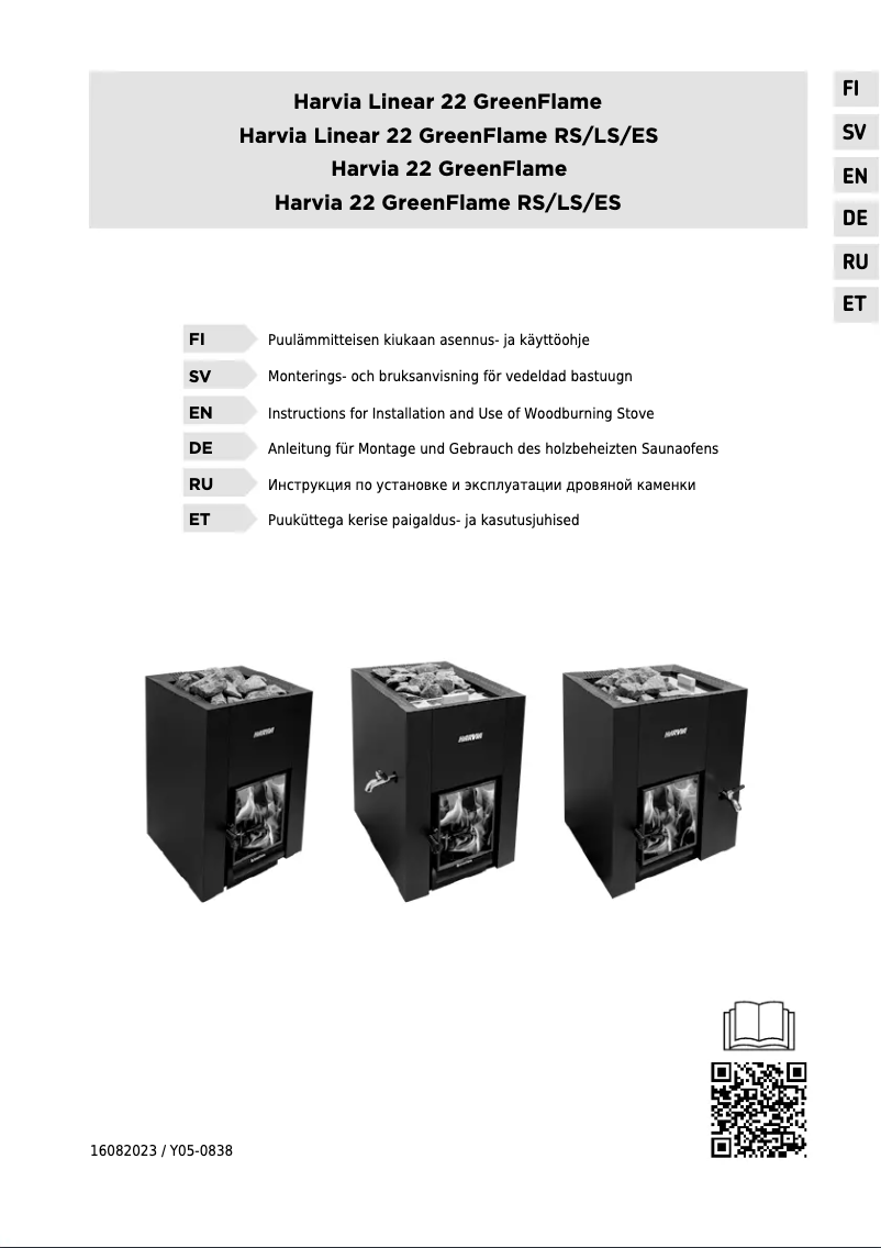 Page 1 de la notice Manuel utilisateur Harvia Linear WKPLI22GESM