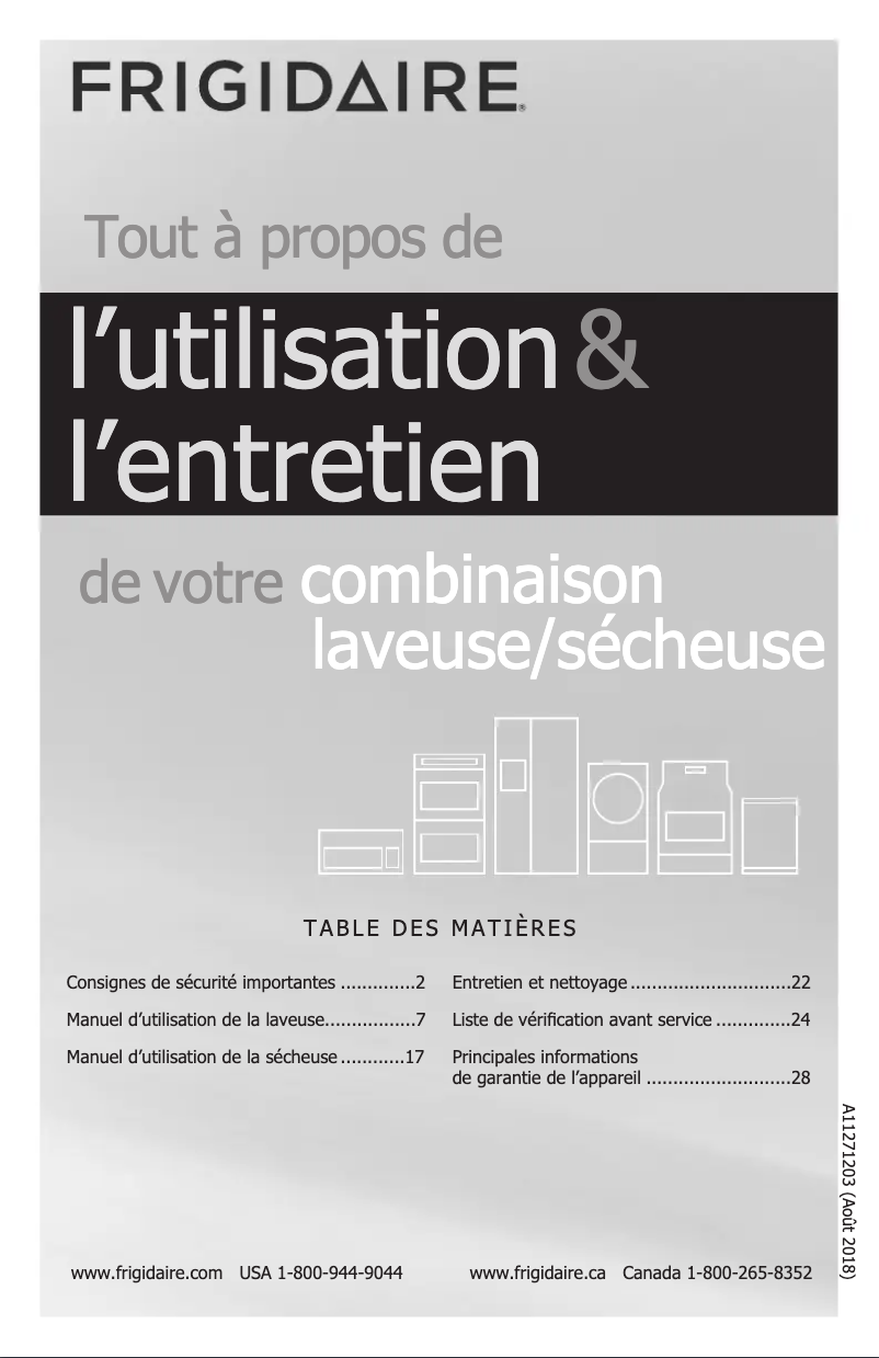 Image de la première page du manuel de l'appareil FFLE3900UW