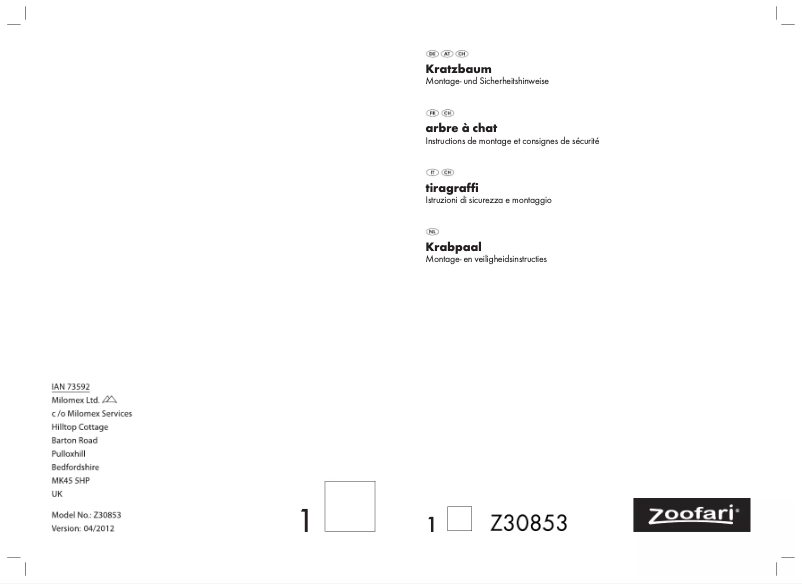 Page 1 de la notice Manuel utilisateur Zoofari IAN 73592