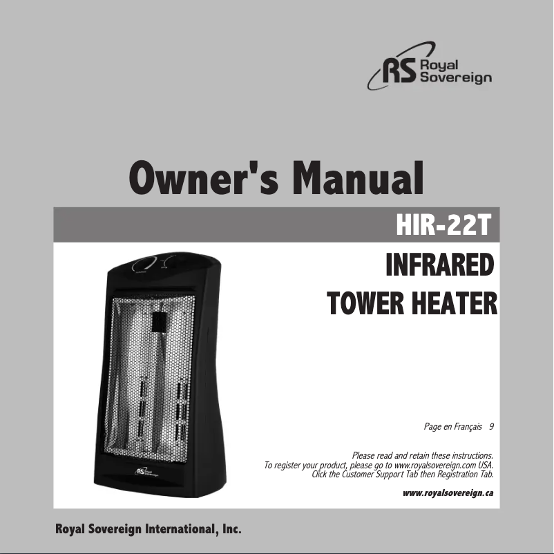 Page n°1 - Manuel utilisateur Royal Sovereign HIR-22T