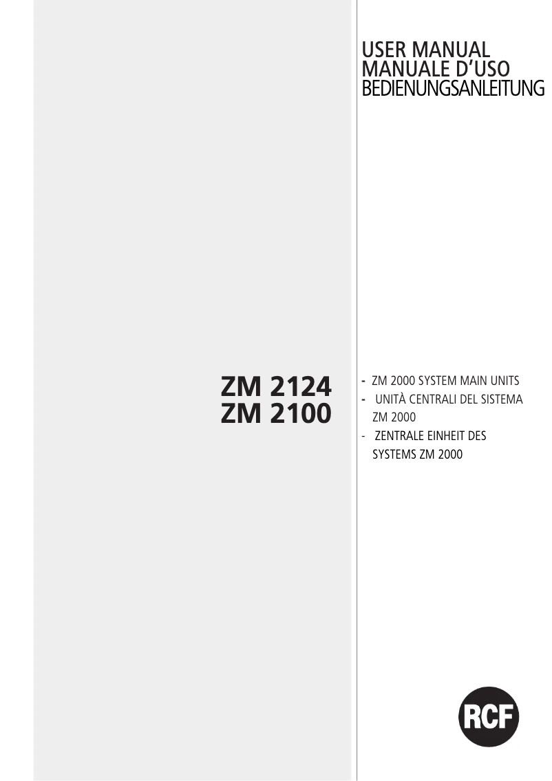 Page 1 de la notice Manuel utilisateur RCF ZM 2100