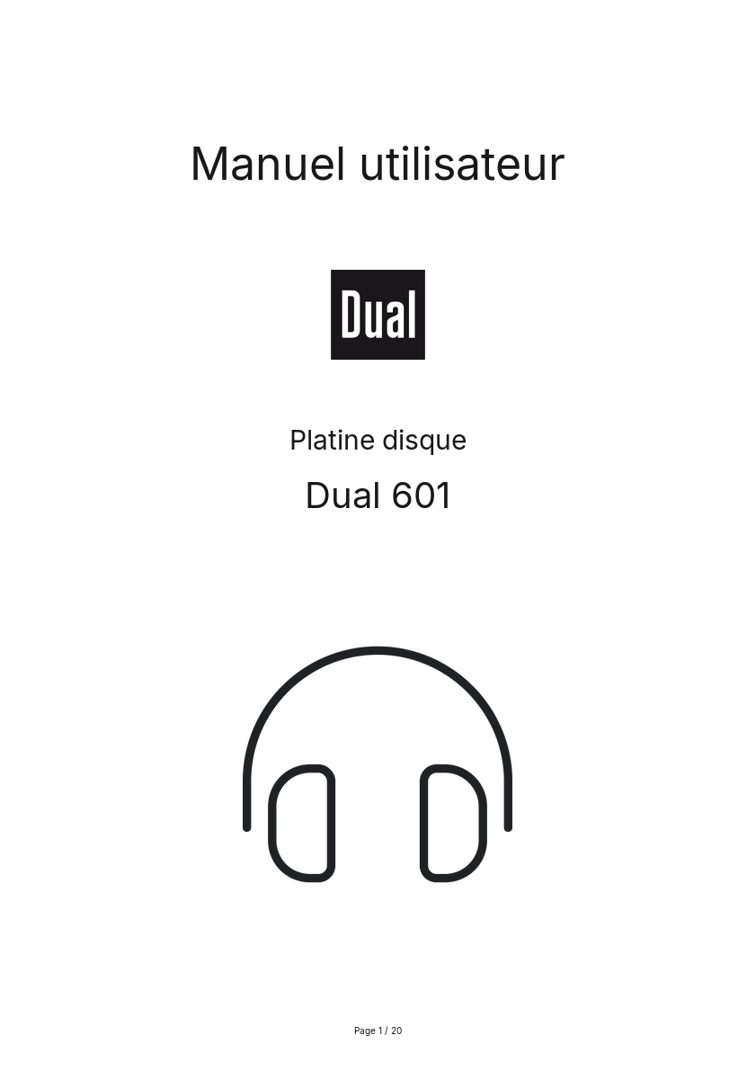 Page n°1 - Manuel utilisateur Dual 601