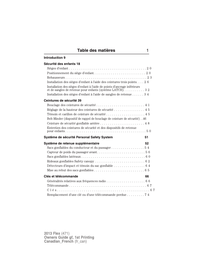 Image de la première page du manuel de l'appareil Flex (2013)