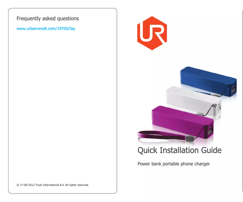 Page 1 de la notice Manuel utilisateur Urban Revolt PowerBank