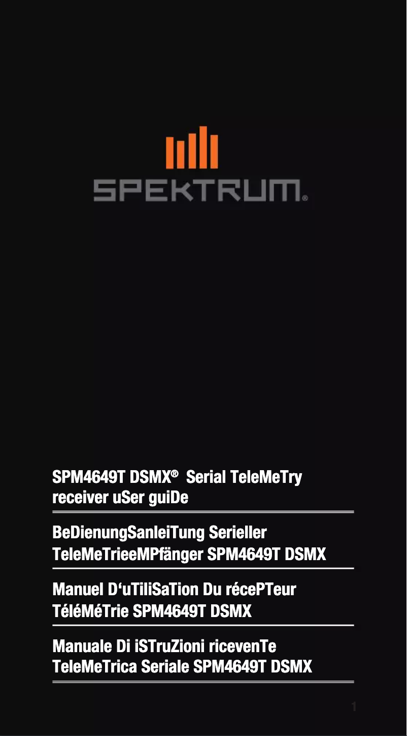Page n°1 - Manuel utilisateur Spektrum SPM4649T
