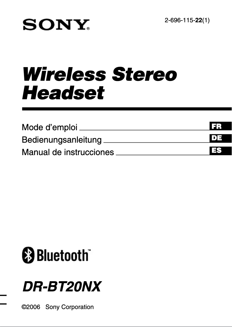 Page n°1 - Manuel utilisateur Sony DR-BT20