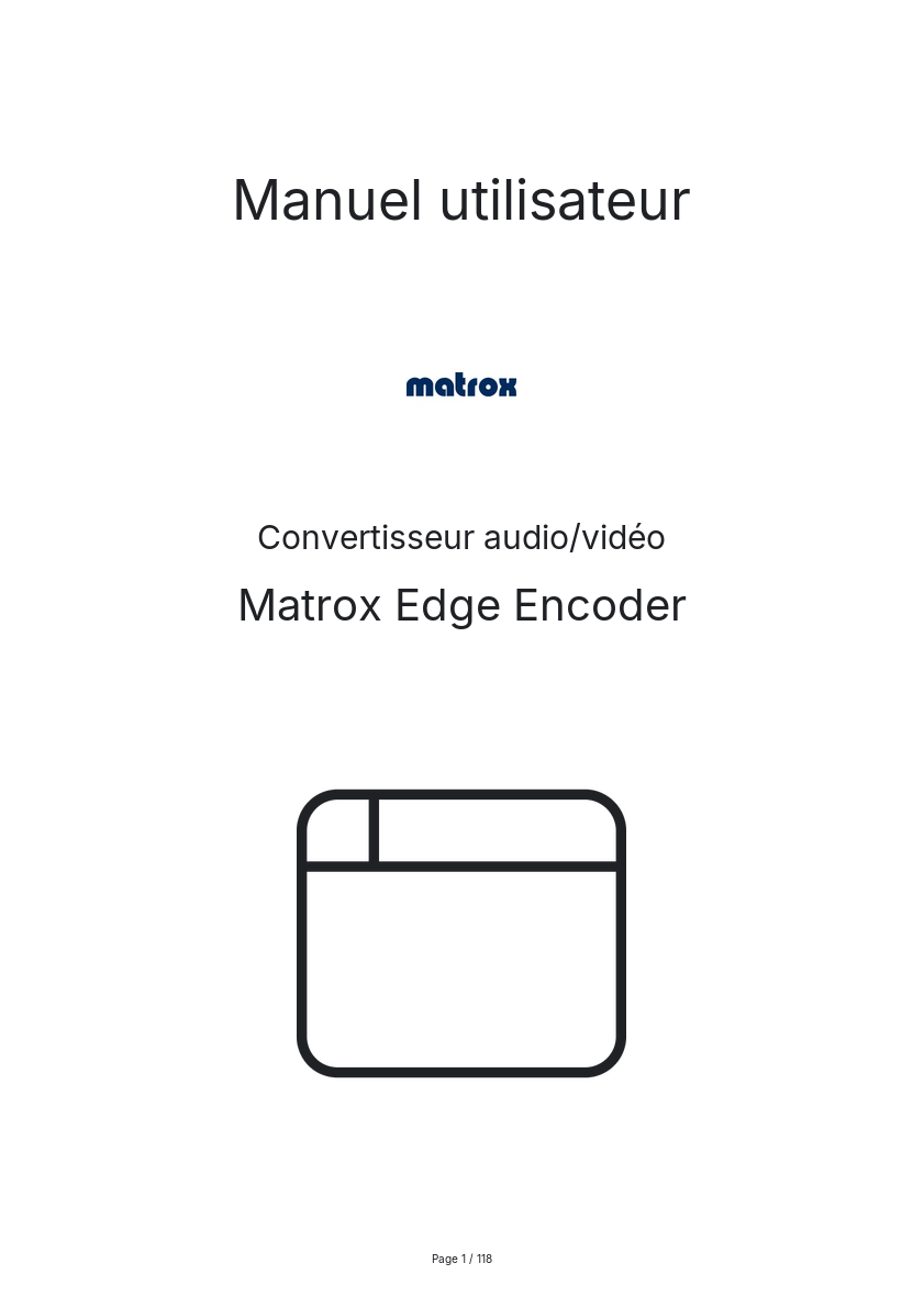 Page 1 de la notice Manuel utilisateur Matrox Edge Encoder